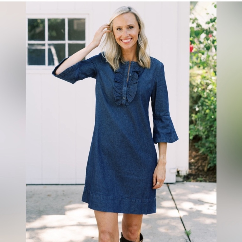 Draper James Chambray Ruffle Dress